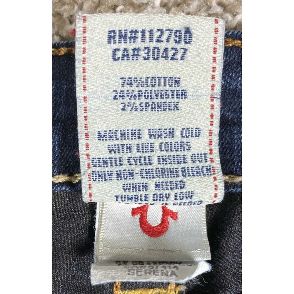 True Religion Serena Skinny Jeans Size 32 USA Made Dark Wash Stretch Fits 33x30